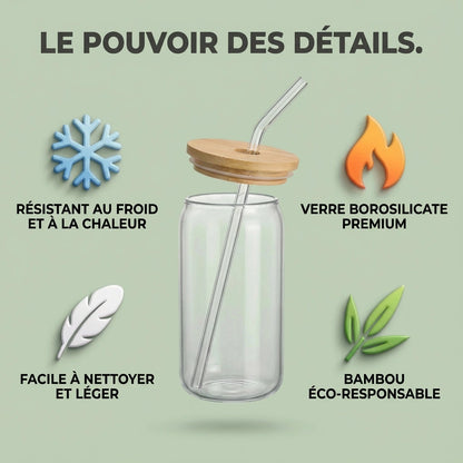 High-end glass and bamboo tumblers set